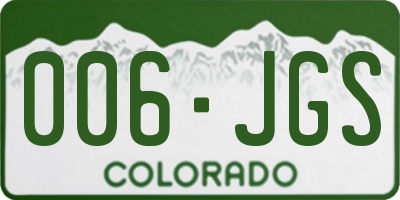 CO license plate 006JGS