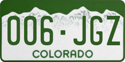 CO license plate 006JGZ