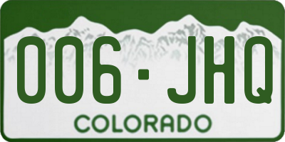 CO license plate 006JHQ