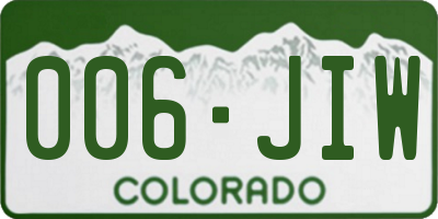 CO license plate 006JIW