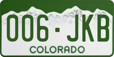 CO license plate 006JKB