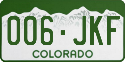 CO license plate 006JKF