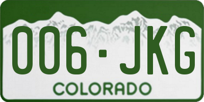 CO license plate 006JKG