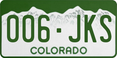 CO license plate 006JKS