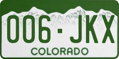 CO license plate 006JKX