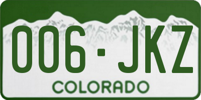 CO license plate 006JKZ