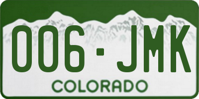 CO license plate 006JMK