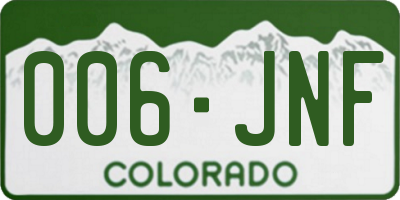 CO license plate 006JNF