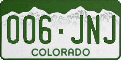 CO license plate 006JNJ