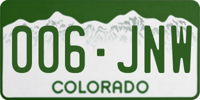 CO license plate 006JNW