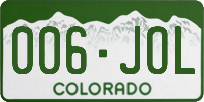 CO license plate 006JOL