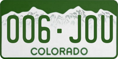CO license plate 006JOU