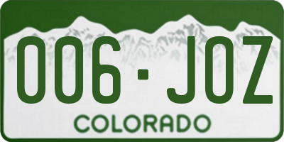 CO license plate 006JOZ