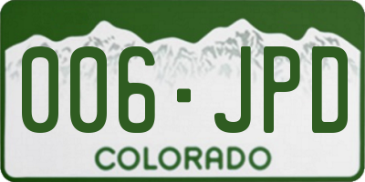 CO license plate 006JPD