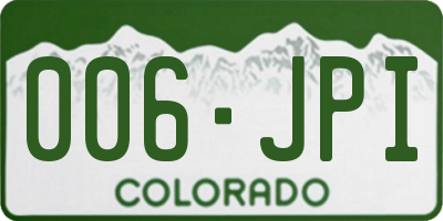 CO license plate 006JPI