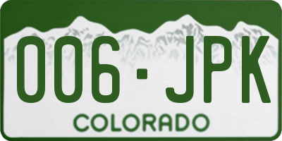 CO license plate 006JPK