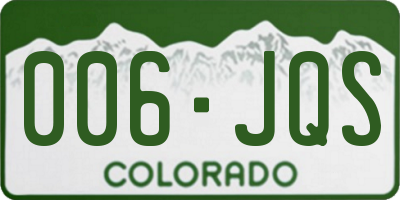 CO license plate 006JQS