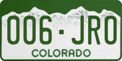 CO license plate 006JRO
