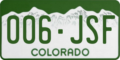 CO license plate 006JSF