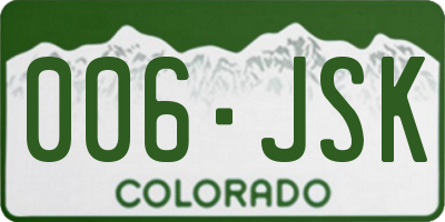 CO license plate 006JSK