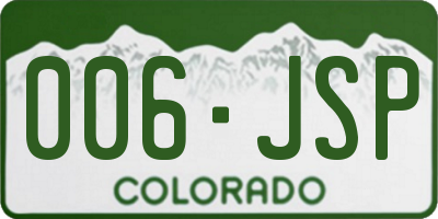 CO license plate 006JSP