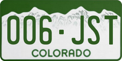 CO license plate 006JST