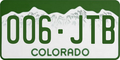 CO license plate 006JTB