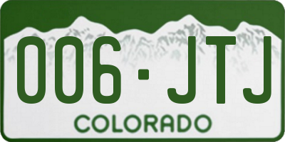 CO license plate 006JTJ