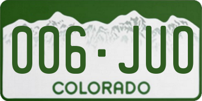 CO license plate 006JUO