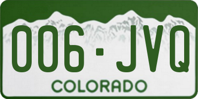CO license plate 006JVQ