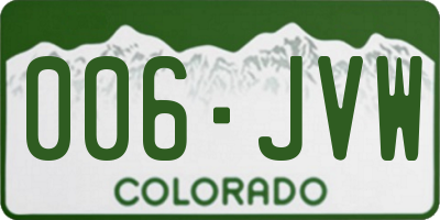 CO license plate 006JVW