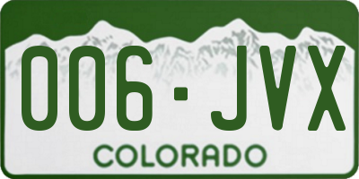 CO license plate 006JVX