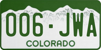CO license plate 006JWA