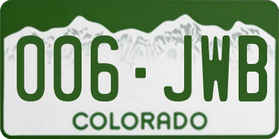 CO license plate 006JWB