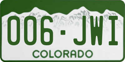 CO license plate 006JWI
