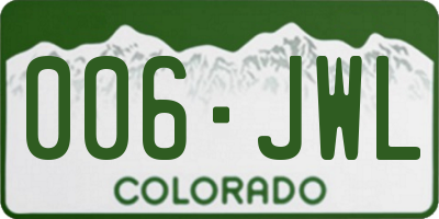 CO license plate 006JWL