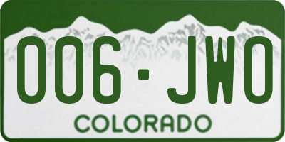 CO license plate 006JWO