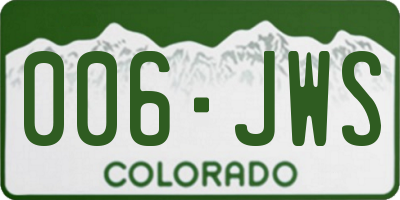 CO license plate 006JWS
