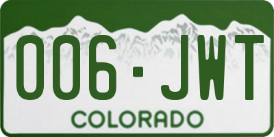 CO license plate 006JWT