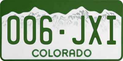 CO license plate 006JXI