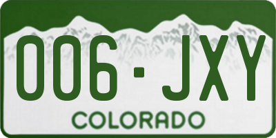 CO license plate 006JXY