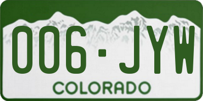 CO license plate 006JYW