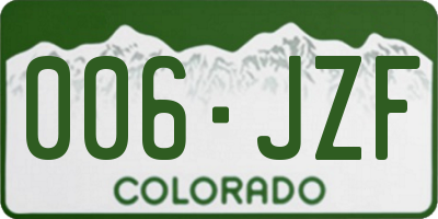 CO license plate 006JZF