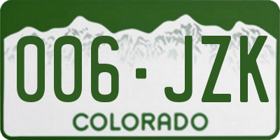 CO license plate 006JZK