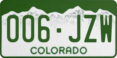 CO license plate 006JZW