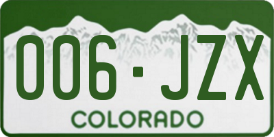 CO license plate 006JZX