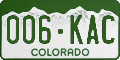 CO license plate 006KAC