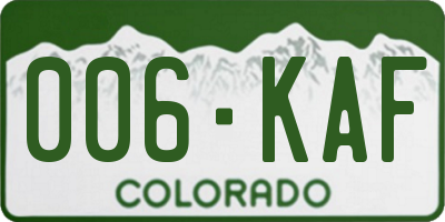 CO license plate 006KAF