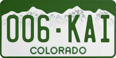 CO license plate 006KAI