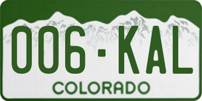 CO license plate 006KAL